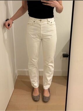 Agolde Straight Leg White High-Rise Jeans